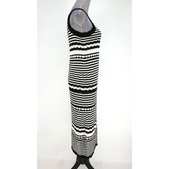 Joie Sweater Dress Womens Small Black White Stripe Maxi Viscose Beach Resort - Picture 11 of 13